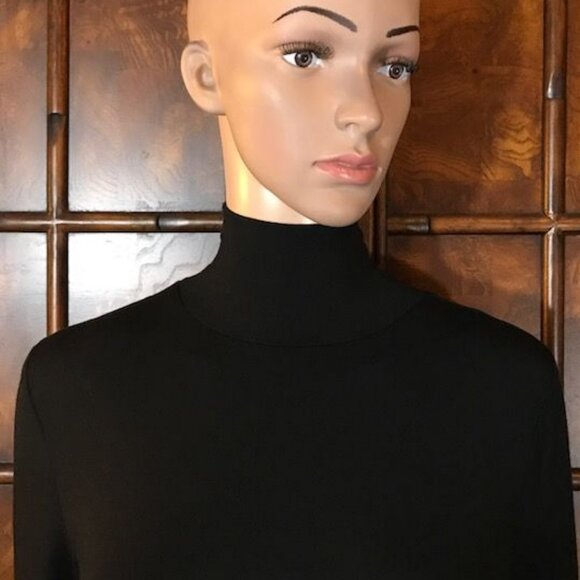 NWOT G by Giuliana Black Modal Shark Bite Hem Turtleneck Top - Picture 6 of 11